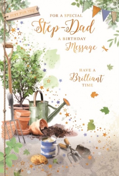 Plant Pots Step-Dad Birthday Card