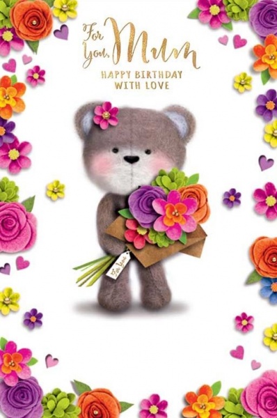 Felt Flowers Mum Birthday Card