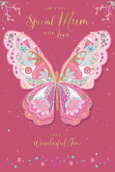 Pink Butterfly Mum Birthday Card