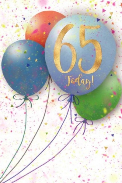 Balloons 65th Birthday Card