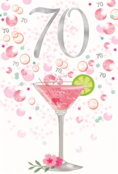 Cocktail 70th Birthday Card