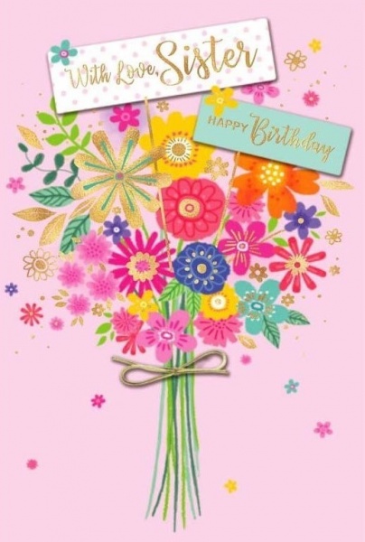 Flowers Sister Birthday Card