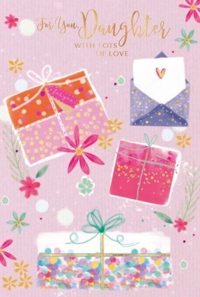 Pink Presents Daughter Birthday Card