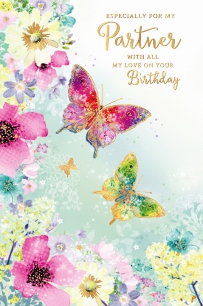 Butterflies Partner Birthday Card