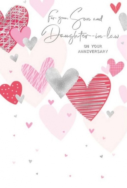 Hearts Son & Daughter-In-Law Anniversary Card