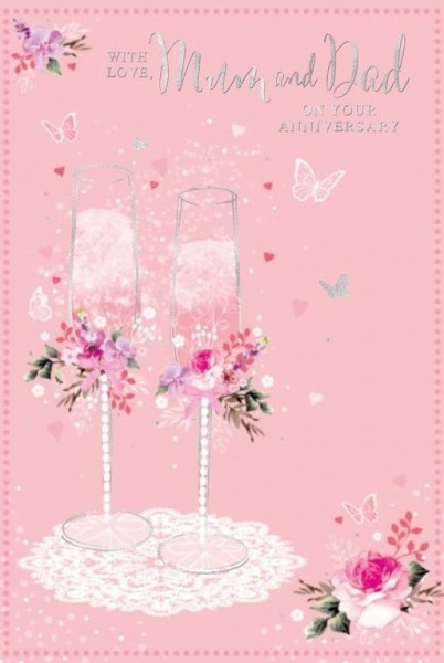 Floral Flutes Mum & Dad Anniversary Card