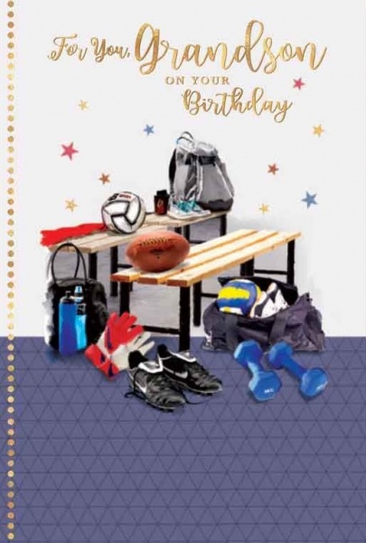 Sports Kit Grandson Birthday Card