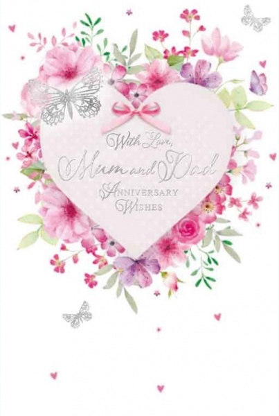 Floral Heart Mum & Dad Anniversary Card