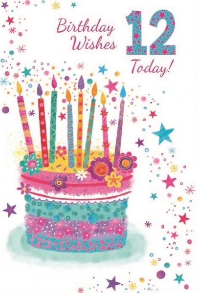 Birthday Cake 12th Birthday Card