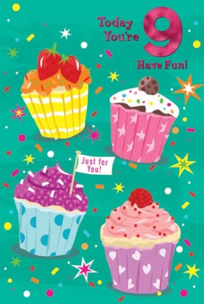 Cupcakes 9th Birthday Card