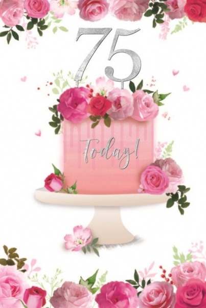 Pretty Pink Cake 75th Birthday Card