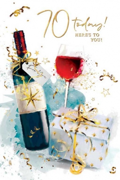 Red Wine 70th Birthday Card