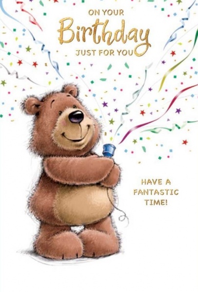 Party Popper Bear Birthday Card