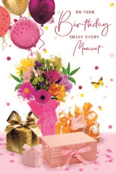 Flowers & Balloons Birthday Card