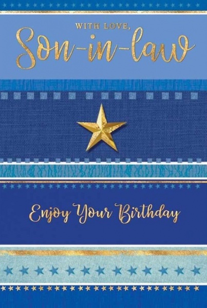 Blue Stripes Son-In-Law Birthday Card