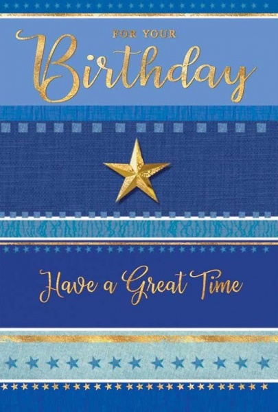 Blue Stripes Birthday Card