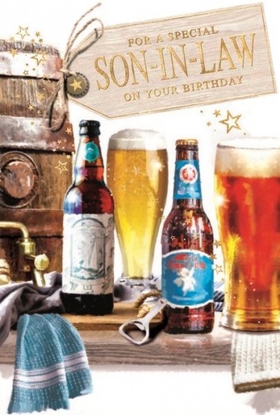 Beer Bar Son In Law Birthday Card