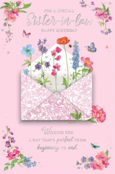 Floral Letter Sister-In-Law Birthday Card