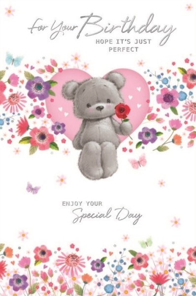 Teddy Heart Birthday Card