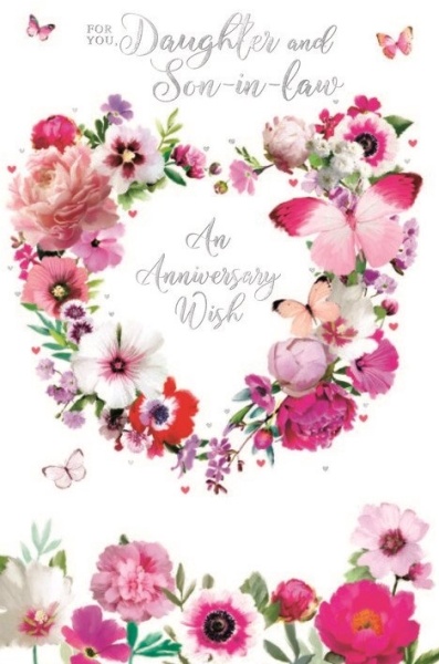 Floral Heart Daughter & Son-In-Law Anniversary Card