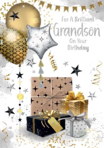 Balloons & Gifts Grandson Birthday Card