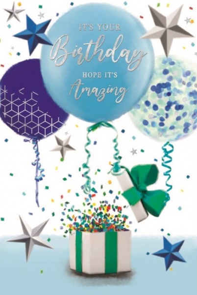 Big Blue Balloons Birthday Card