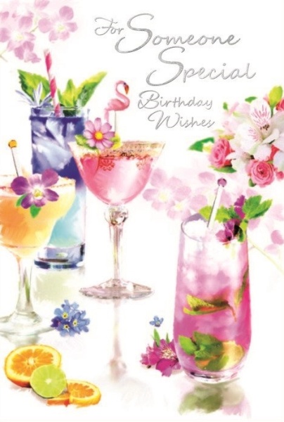 Floral Cocktails Someone Special Birthday Card