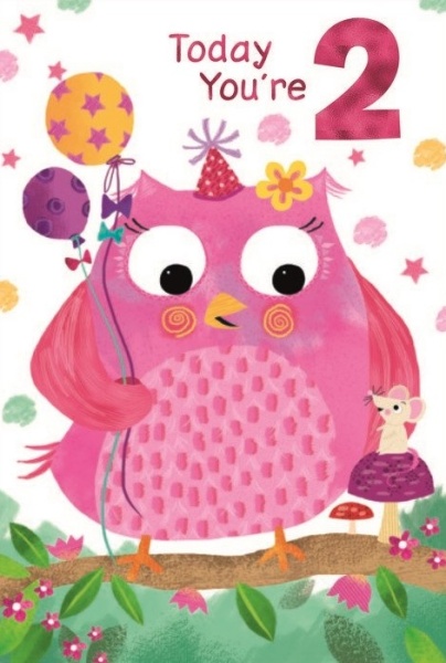 Owl 2nd Birthday Card