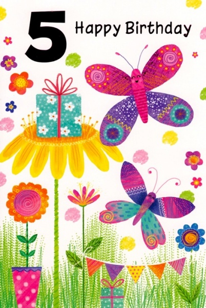 Butterflies 5th Birthday Card