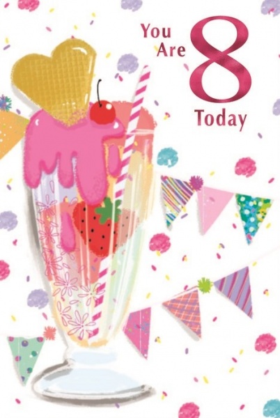 Ice Cream Sundae 8th Birthday Card