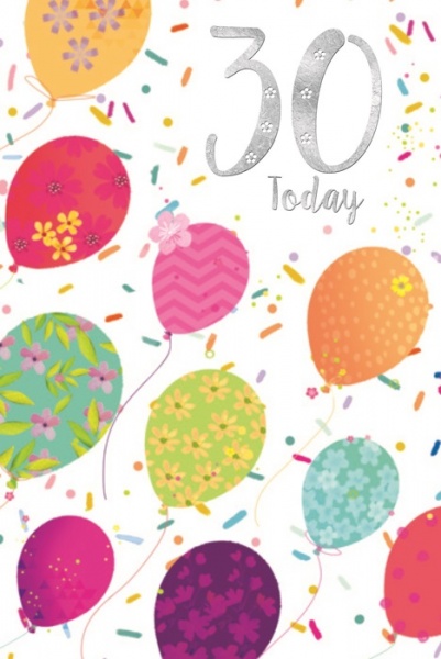 Balloons 30th Birthday Card