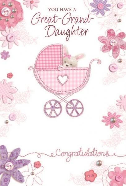 Pram New Baby Great-Grand-Daughter Card