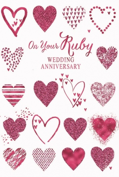 Red Hearts Ruby Anniversary Card