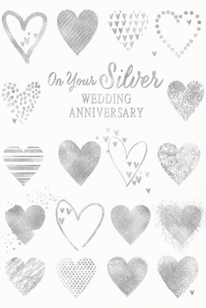 Silver Hearts Silver Anniversary Card