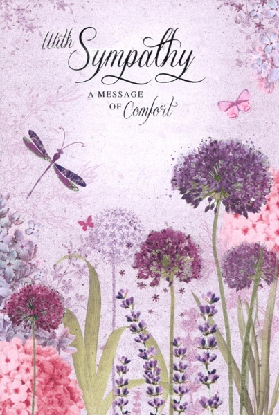 Dragonfly & Alliums Sympathy Card