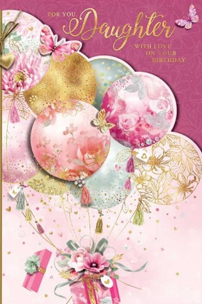 Floral Balloons Daughter Birthday Card