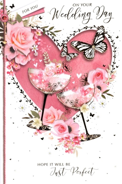 Pink Heart Wedding Day Card