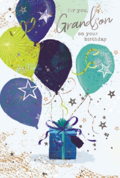 Stars & Balloons Grandson Birthday Card