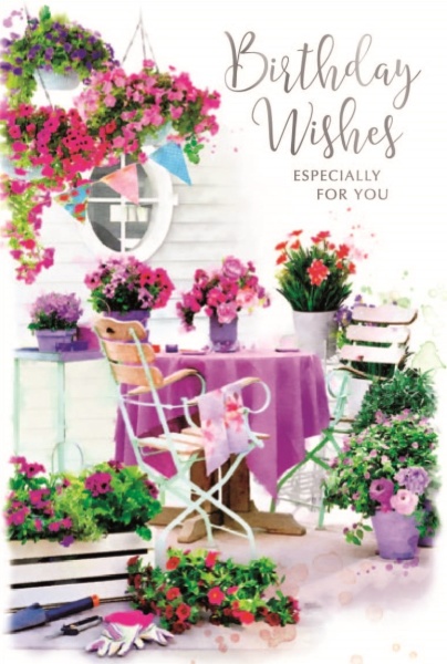 Floral Patio Birthday Card