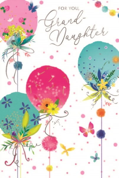 Flower Balloons Grand-Daughter Birthday Card