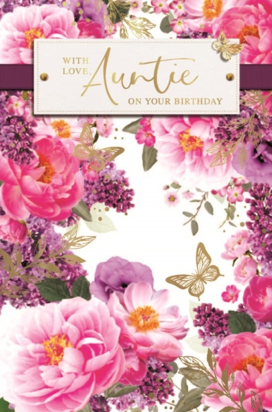 Pink Blossoms Auntie Birthday Card