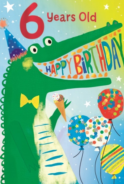 Happy Birthday Crocodile 6th Birthday Card