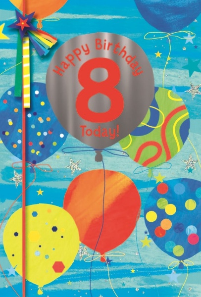 Birthday Balloons 8th Birthday Card