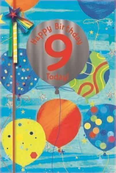 Birthday Balloons 9th Birthday Card