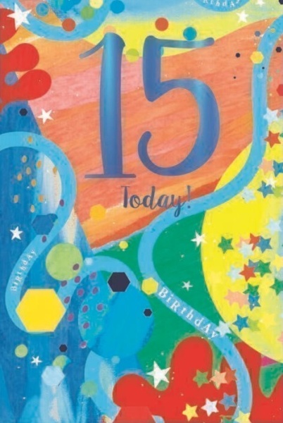 Stars & Shapes 15th Birthday Card