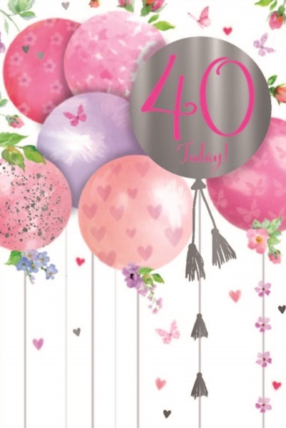 Floral Balloons 40th Birthday Card