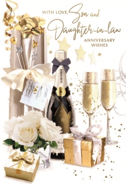 Gifts & Bubbly Son & Daughter-In-Law Anniversary Card