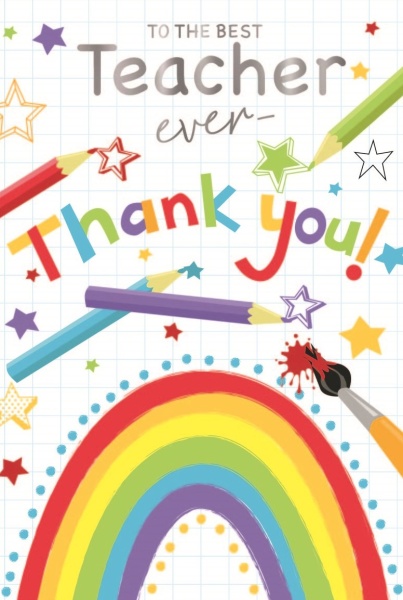 Rainbow Art Teacher Thank You Card