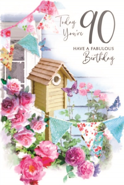 Bird House 90th Birthday Card