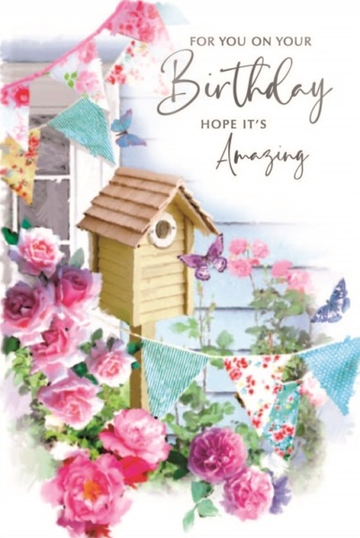 Bird House Birthday Card